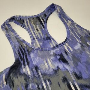 Athleta Light Blue‎ W/Gray Stripes Tank Top Lightweight Racerback Womens Small